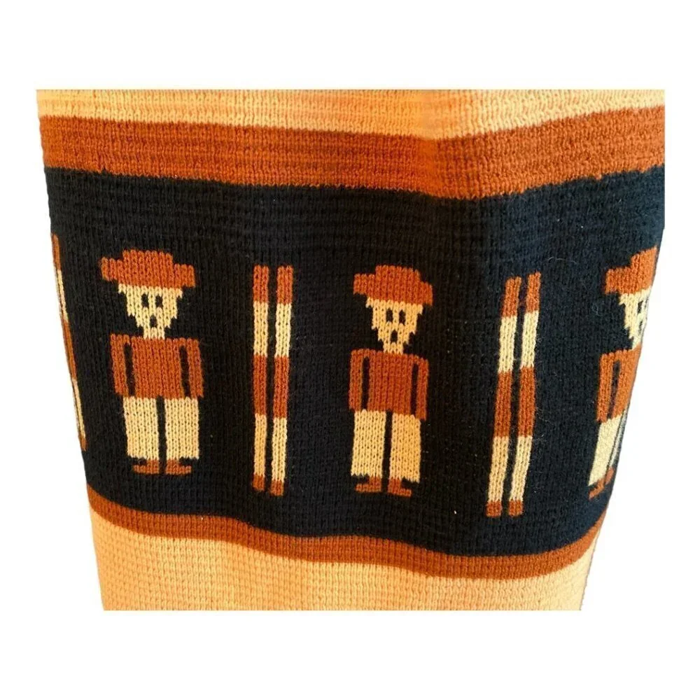 Scarf or shawl, golden yellow with black figures, heavy, international,unique
